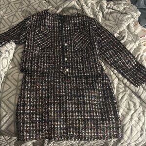 Bagatelle Multicolor Tweed Jacket and Skirt Set